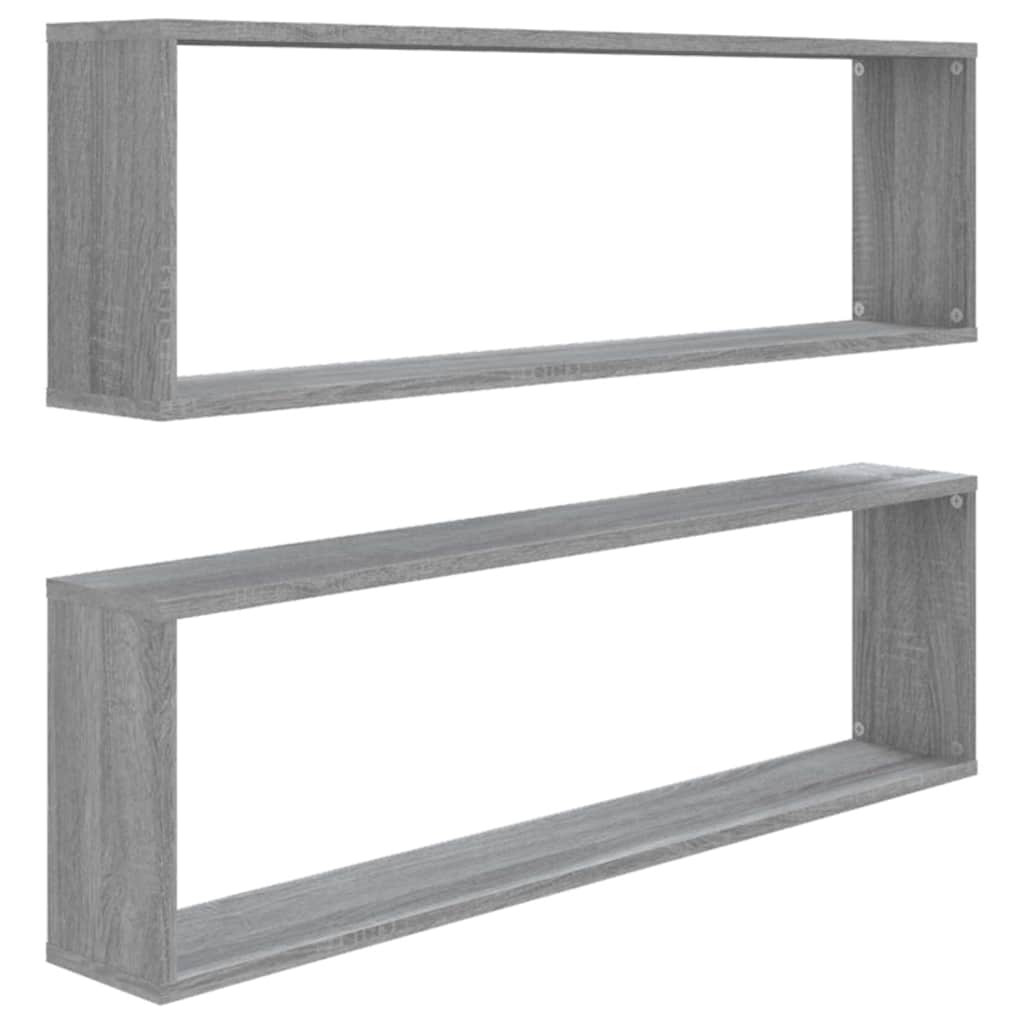 Vidaxl wandschappen kubus 2 st 100x15x30 cm bewerkt hout grijs sonoma