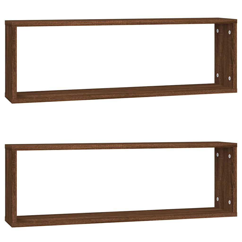 Vidaxl wandschappen kubus 2 st 80x15x26,5 cm bewerkt hout bruineiken