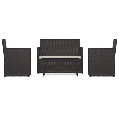 Vidaxl 4-delige loungeset met kussens poly rattan zwart