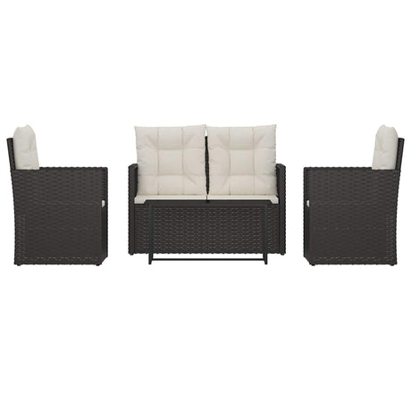 Vidaxl 4-delige loungeset met kussens poly rattan zwart