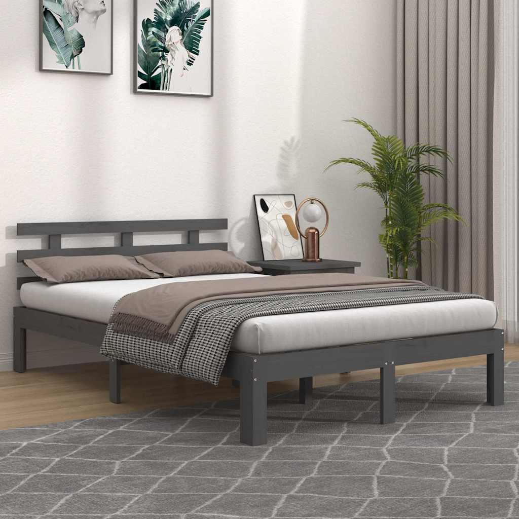 Vidaxl bedframe massief hout grijs 200x200 cm