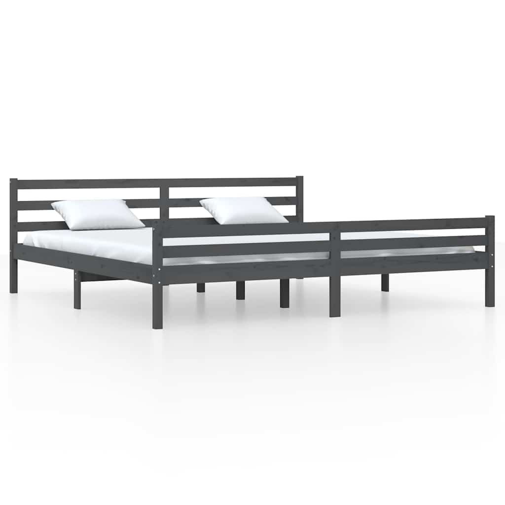 Vidaxl bedframe massief hout grijs 200x200 cm
