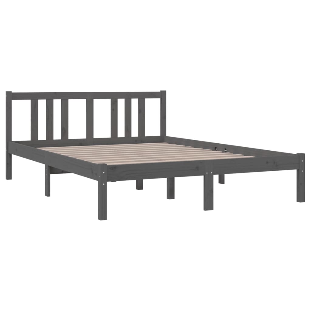 Vidaxl bedframe massief hout grijs 135x190 cm