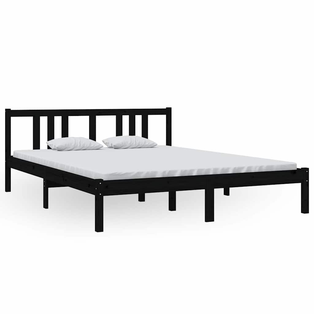 Vidaxl bedframe massief hout zwart 150x200 cm