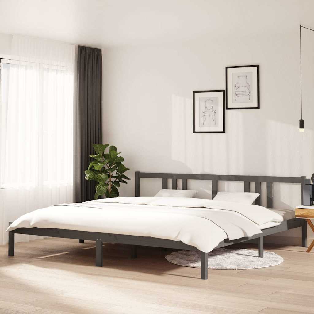 Vidaxl bedframe massief hout grijs 200x200 cm