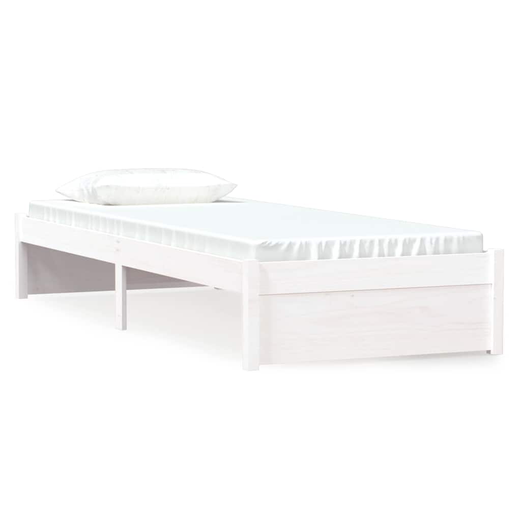 Vidaxl bedframe massief hout wit 75x190 cm