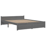 Vidaxl bedframe massief hout grijs 135x190 cm