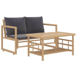 Vidaxl 2-delige loungeset met kussens bamboe donkergrijs