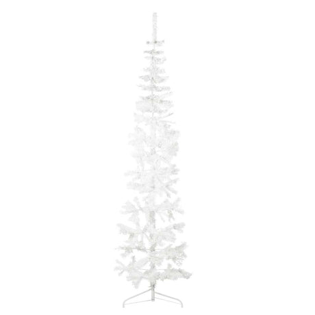 Vidaxl kunstkerstboom half met standaard smal 210 cm wit