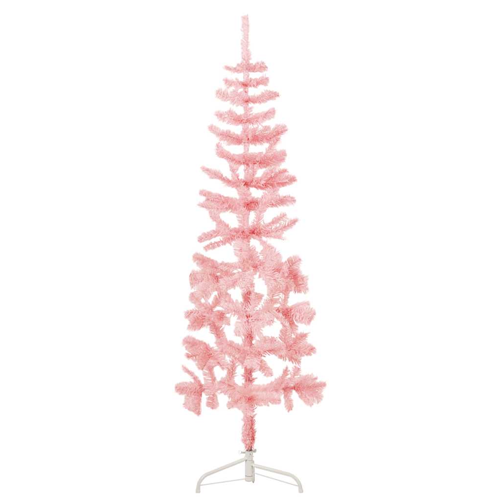 Vidaxl kunstkerstboom half met standaard smal 120 cm roze