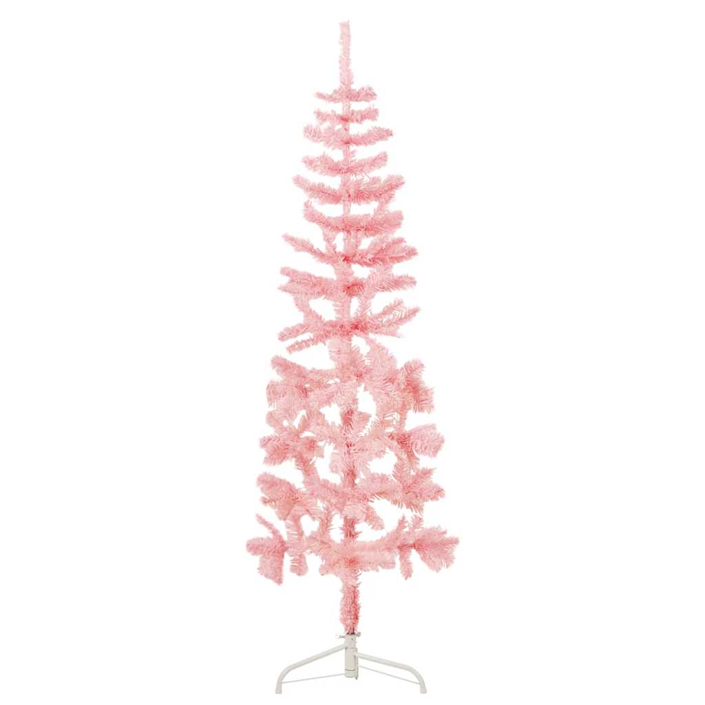 Vidaxl kunstkerstboom half met standaard smal 180 cm roze