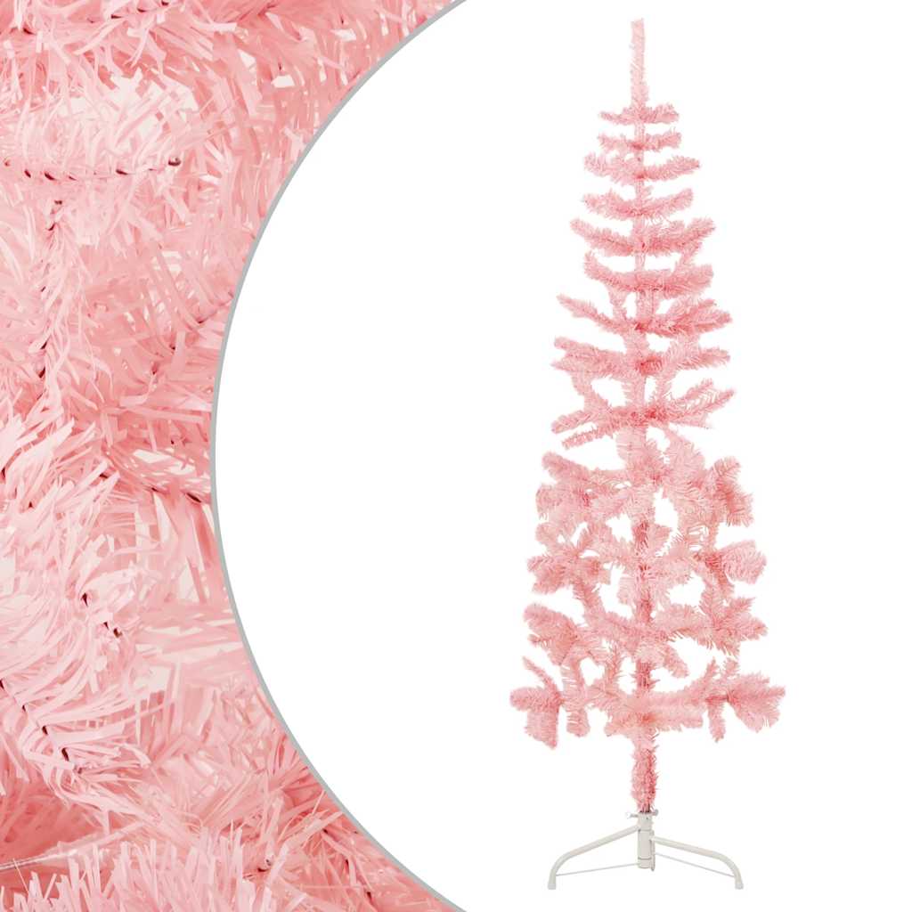 Vidaxl kunstkerstboom half met standaard smal 180 cm roze