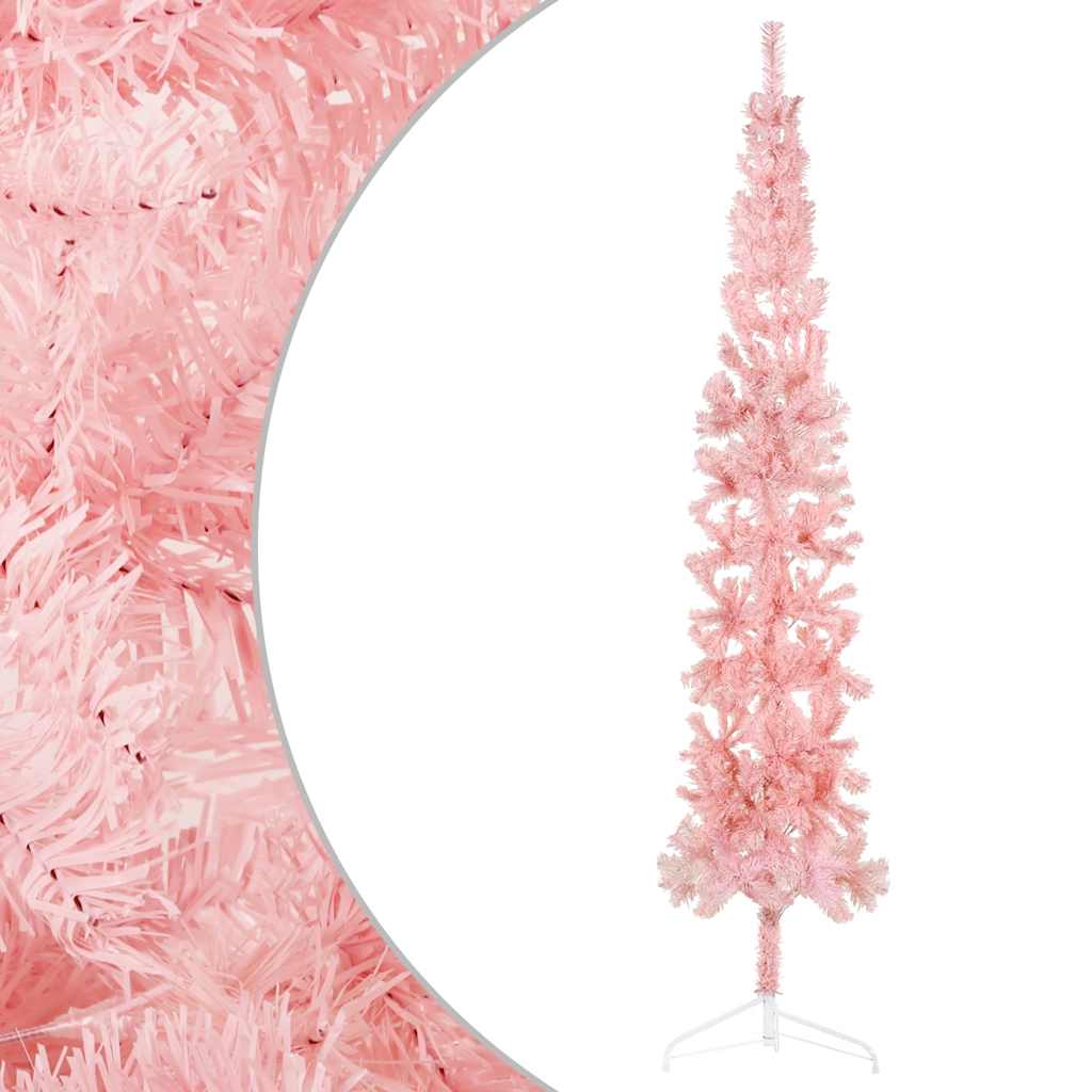 Vidaxl kunstkerstboom half met standaard smal 240 cm roze