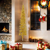 Vidaxl kunstkerstboom half met standaard smal 180 cm goudkleurig