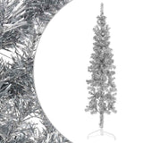 Vidaxl kunstkerstboom half met standaard smal 180 cm zilverkleurig
