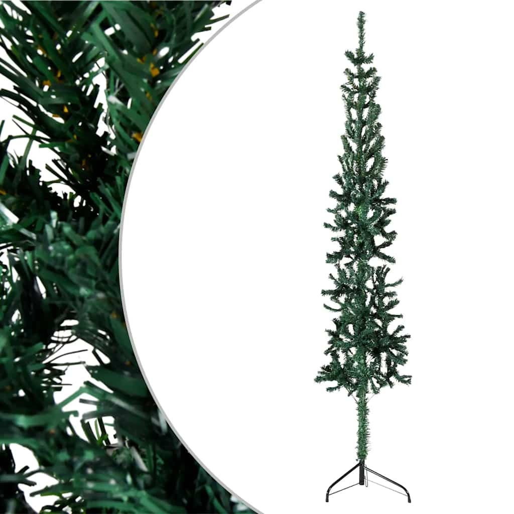 Vidaxl kunstkerstboom half met standaard smal 120 cm groen