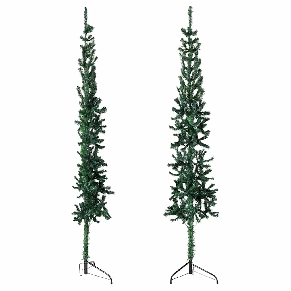 Vidaxl kunstkerstboom half met standaard smal 210 cm groen