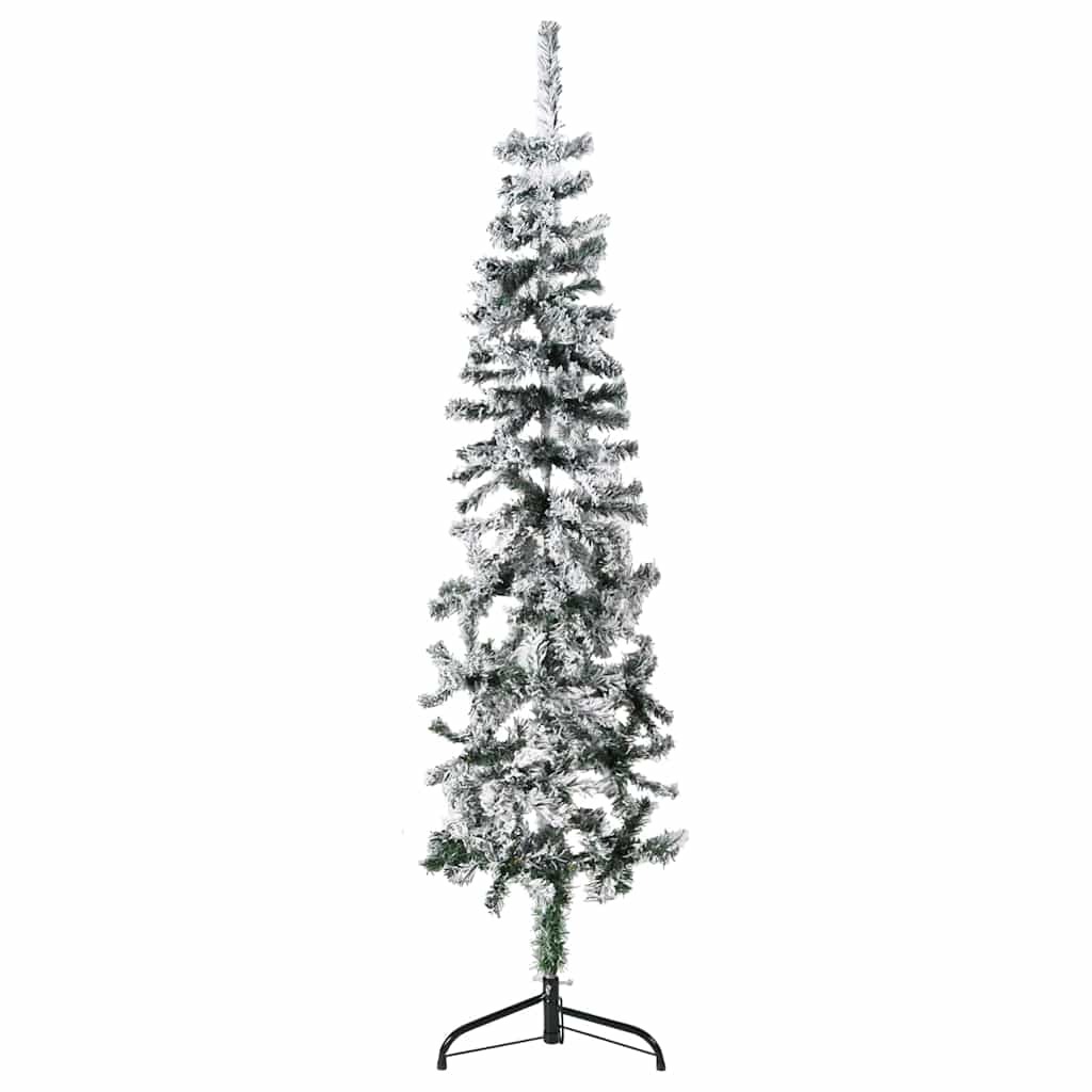 Vidaxl kunstkerstboom half met sneeuw smal 150 cm