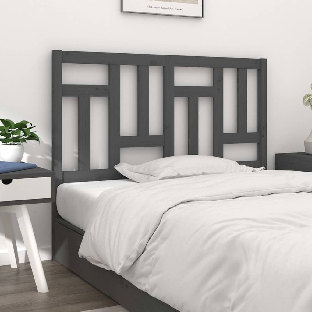 Vidaxl hoofdbord 125,5x4x100 cm massief grenenhout grijs