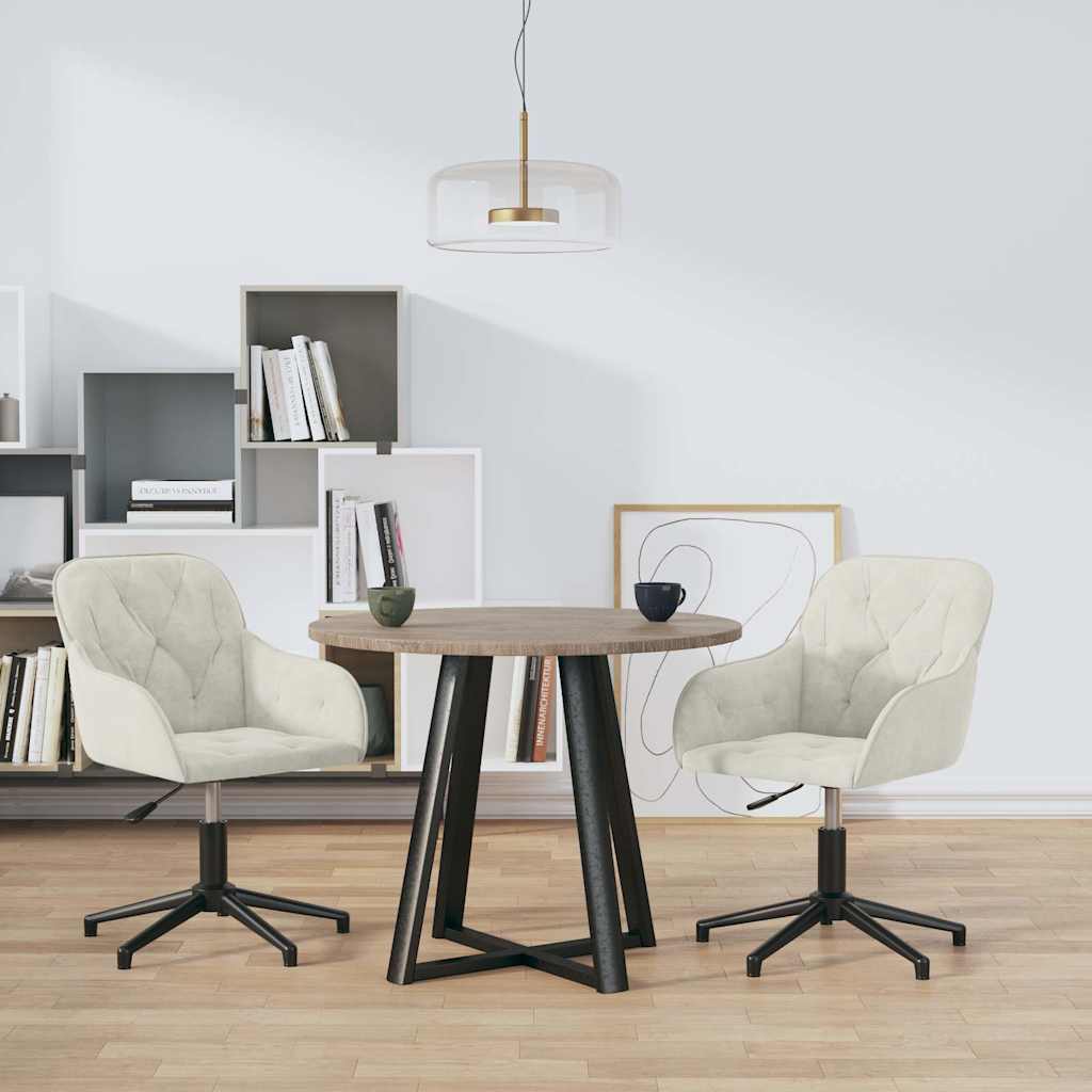 Vidaxl eetkamerstoelen draaibaar 2 st fluweel crèmekleurig