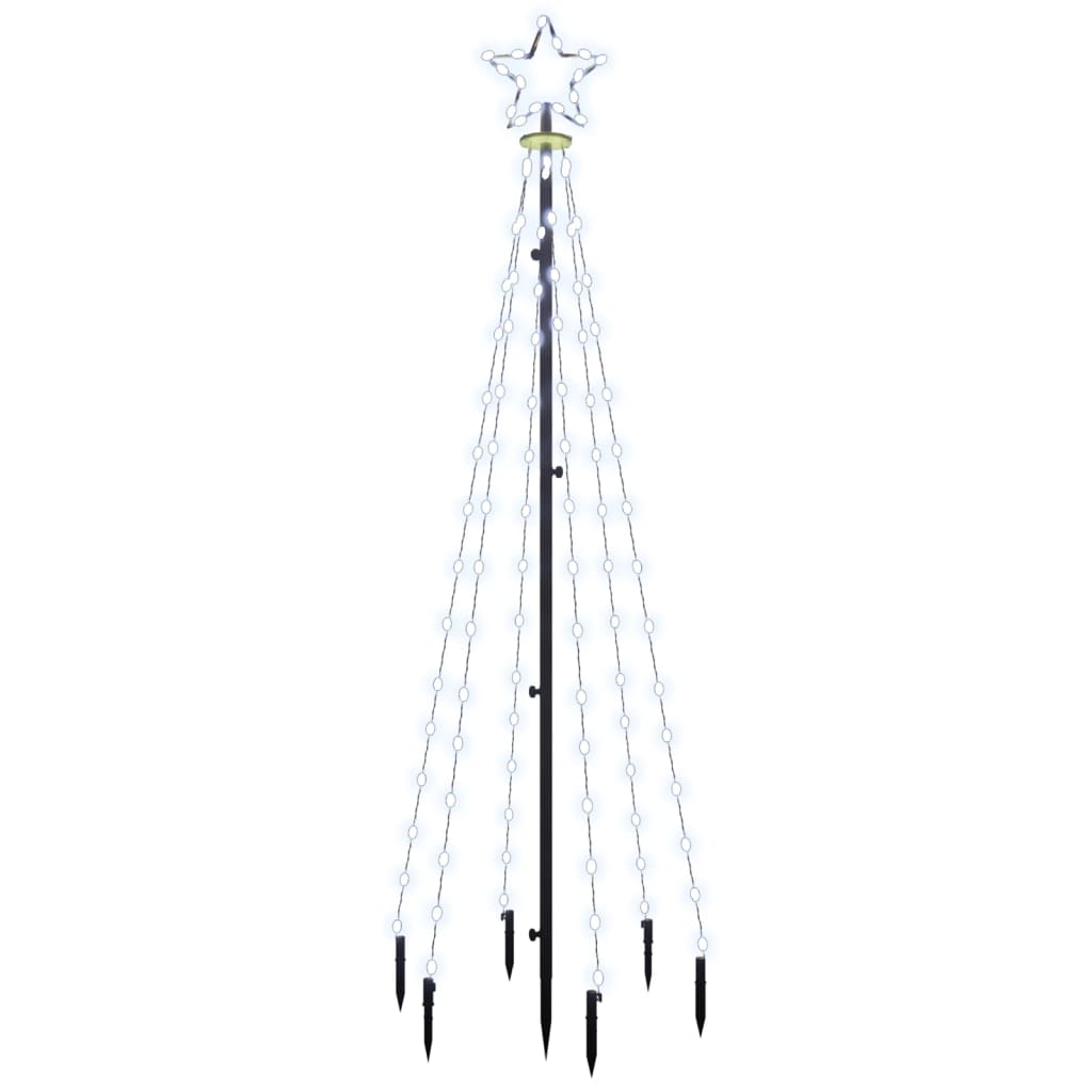 VidaXL Kerstboom met grondpin 108 LED's koudwit 180 cm