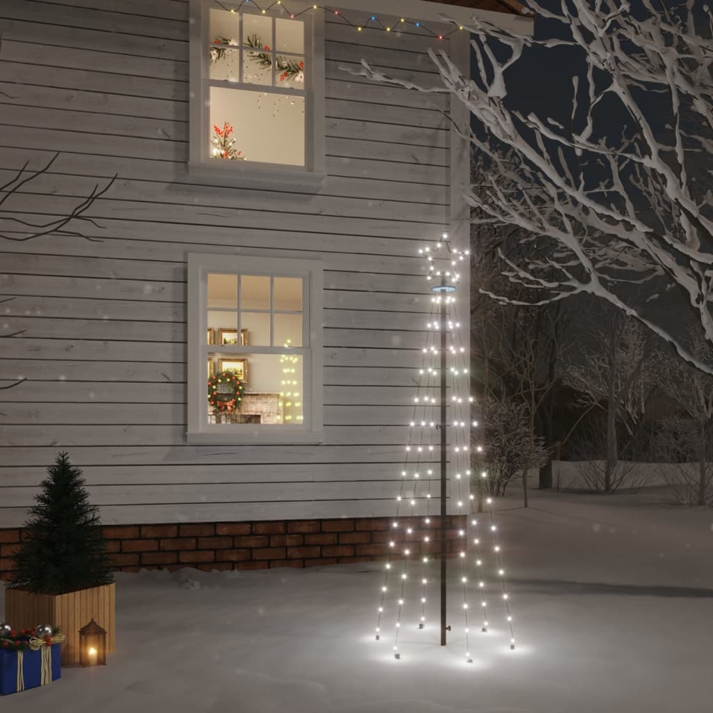 VidaXL Kerstboom met grondpin 108 LED's koudwit 180 cm