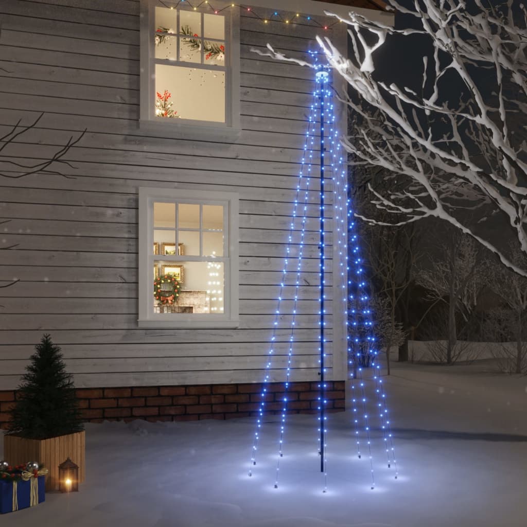 VidaXL Kerstboom met grondpin 310 LED's blauw 300 cm