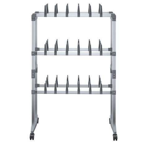 Vidaxl schoenenrek met wieltjes 66x27x100 cm zilverkleurig