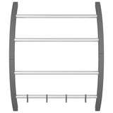 VidaXL Handdoekenrek met haken 56x16x72 cm aluminium zilverkleurig