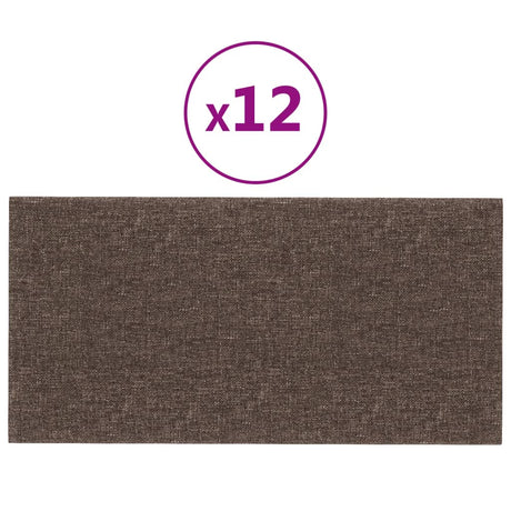 VidaXL Wandpanelen 12 st 0,54 m² 30x15 cm stof taupe