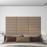 Vidaxl wandpanelen 12 st 1,08 m² 60x15 cm kunstleer cappuccinokleurig