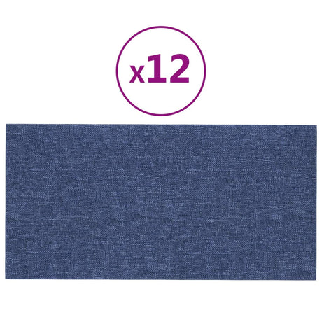 VidaXL Wandpanelen 12 st 2,16 m² 60x30 cm stof blauw