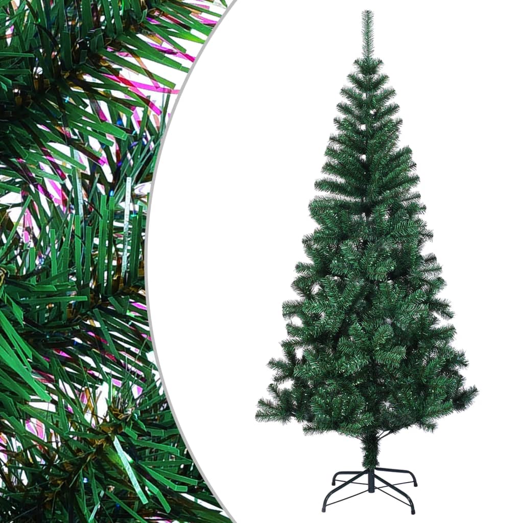 VidaXL Kunstkerstboom met iriserende uiteinden 210 cm PVC groen