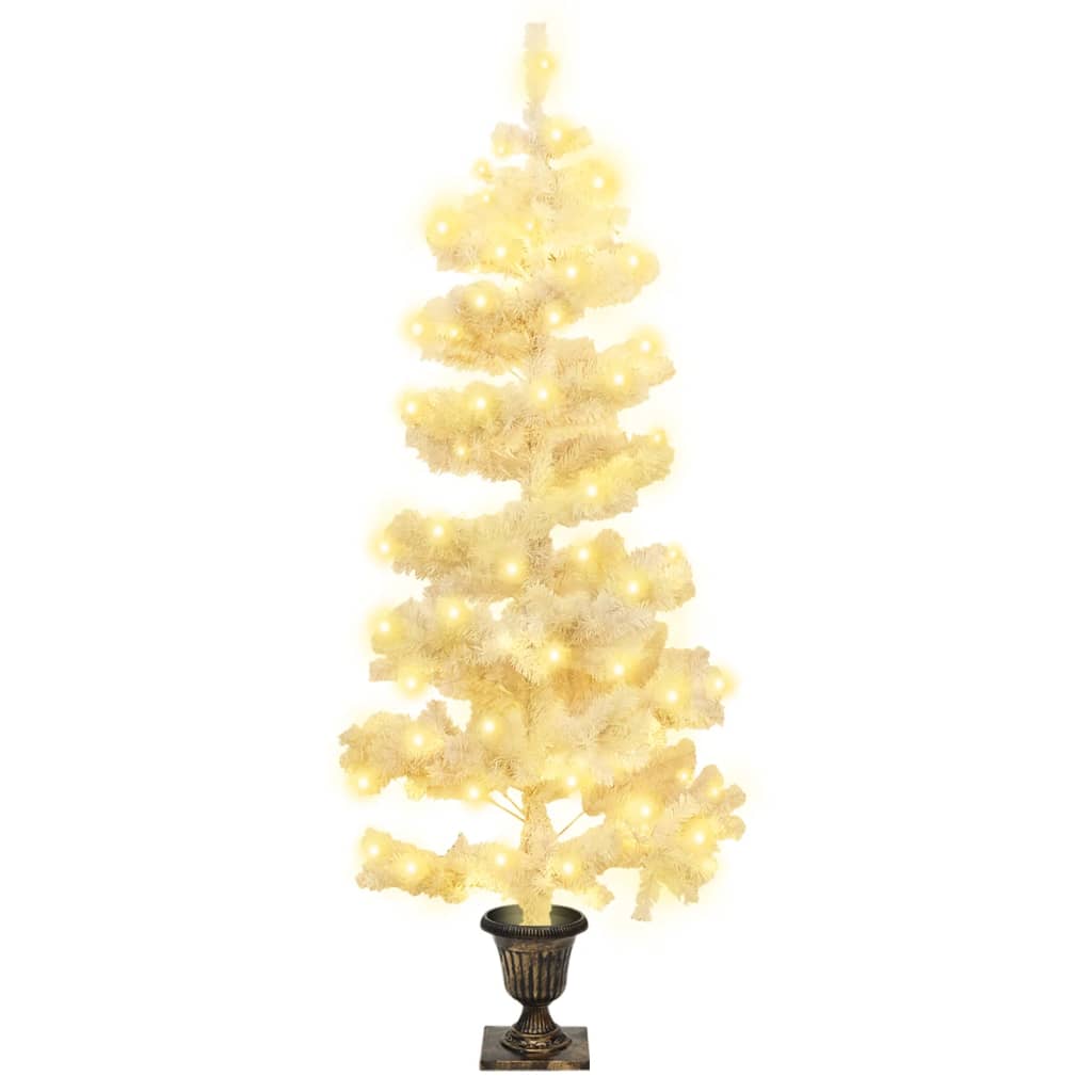 Vidaxl kunstkerstboom met verlichting en pot 120 cm pvc wit