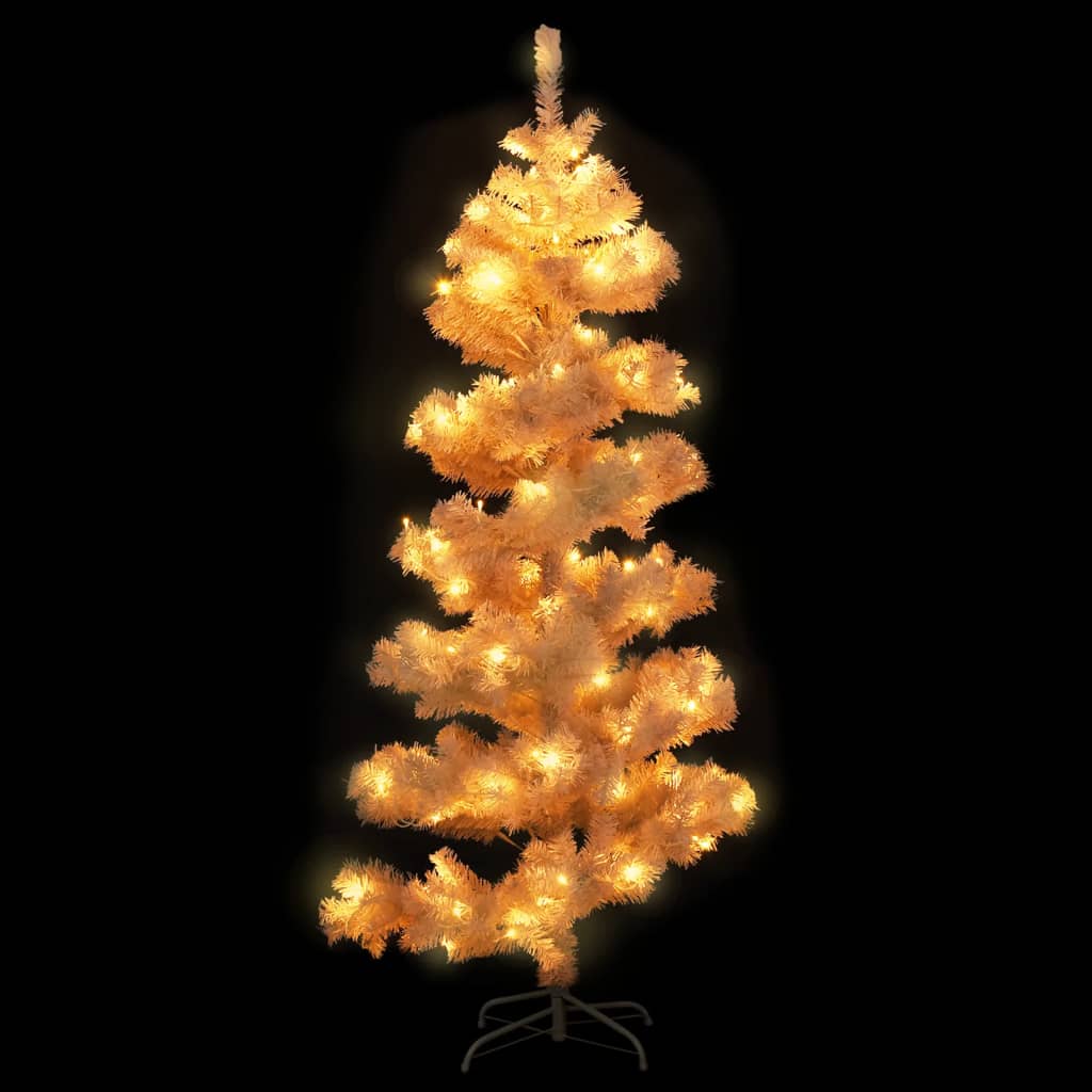 Vidaxl kunstkerstboom met verlichting en standaard 150 cm pvc wit