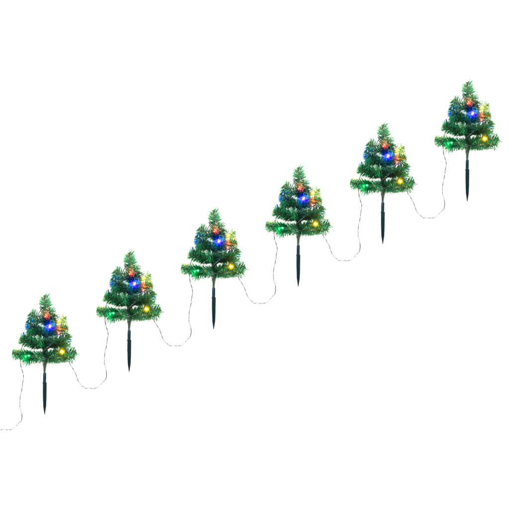 Vidaxl tuinpadkerstbomen 6 st met meerkleurige led's 45 cm pvc