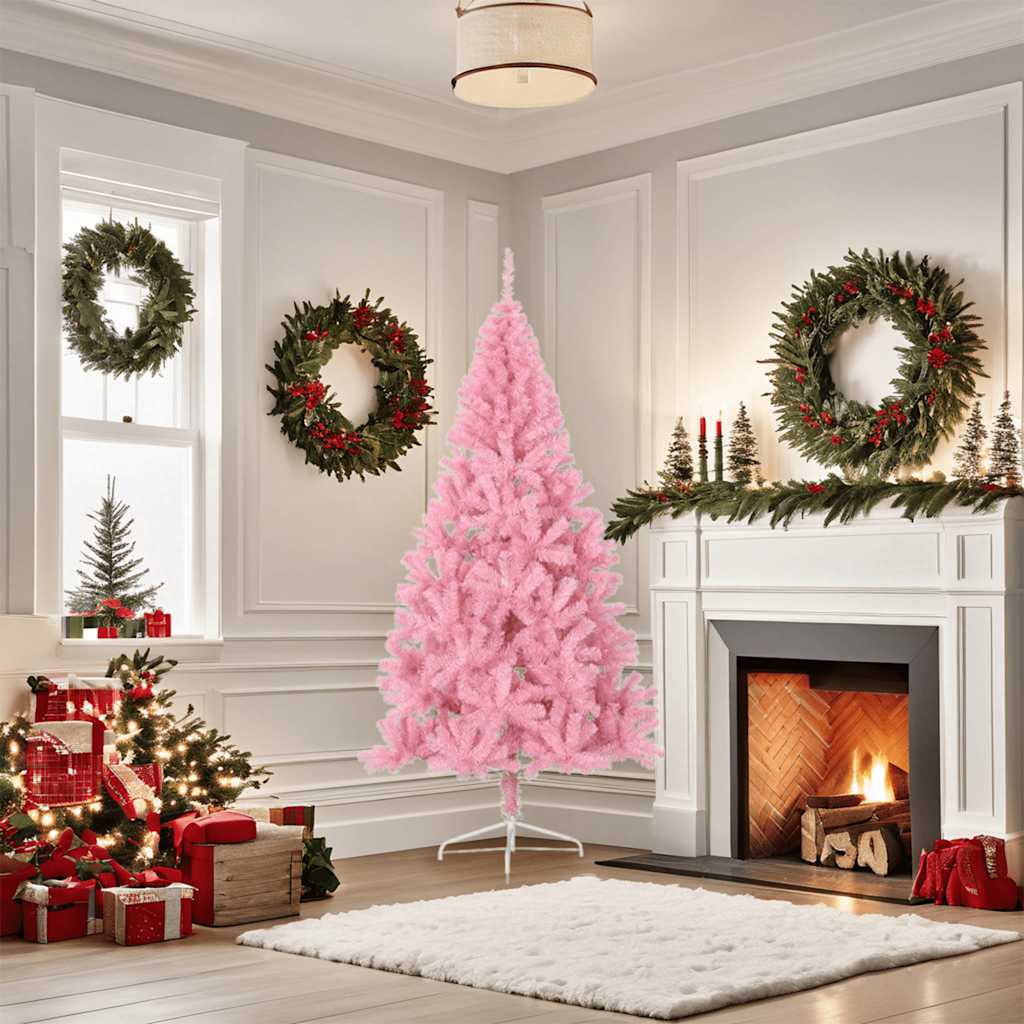 Vidaxl kunstkerstboom met standaard half 180 cm pvc roze