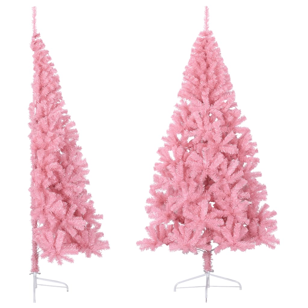 Vidaxl kunstkerstboom met standaard half 240 cm pvc roze