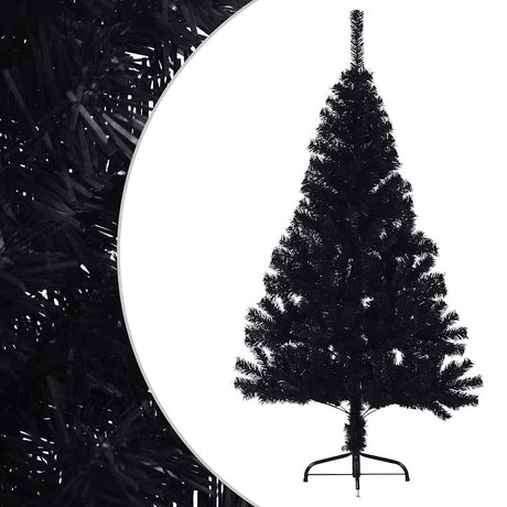 Vidaxl kunstkerstboom met standaard half 120 cm pvc zwart