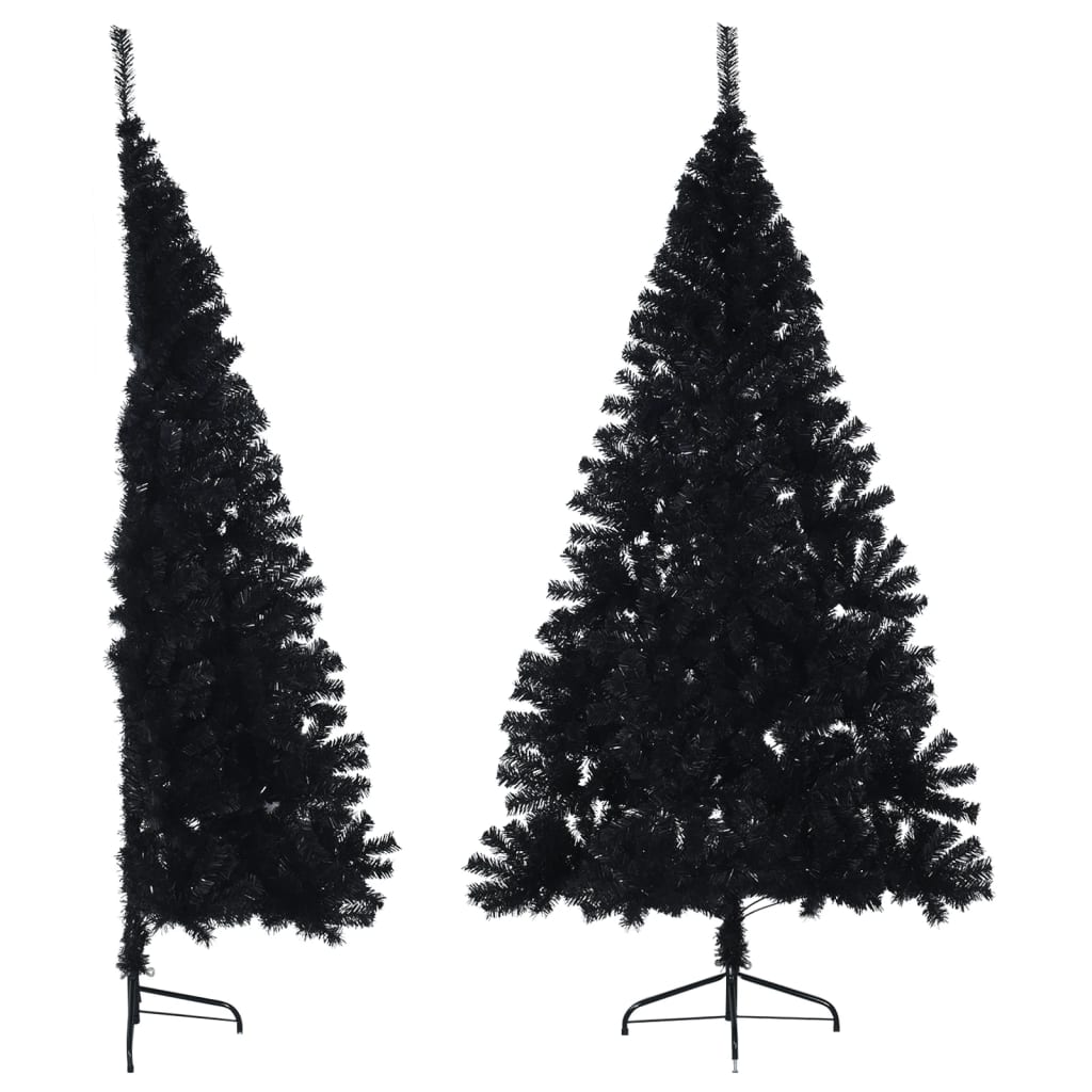 Vidaxl kunstkerstboom met standaard half 210 cm pvc zwart