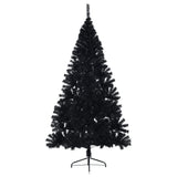 Vidaxl kunstkerstboom met standaard half 210 cm pvc zwart