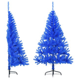 Vidaxl kunstkerstboom met standaard half 120 cm pvc blauw