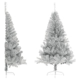 VidaXL Kunstkerstboom half met standaard 180 cm PET zilverkleurig