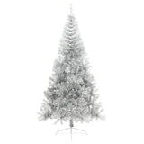 Vidaxl kunstkerstboom half met standaard 210 cm pet zilverkleurig