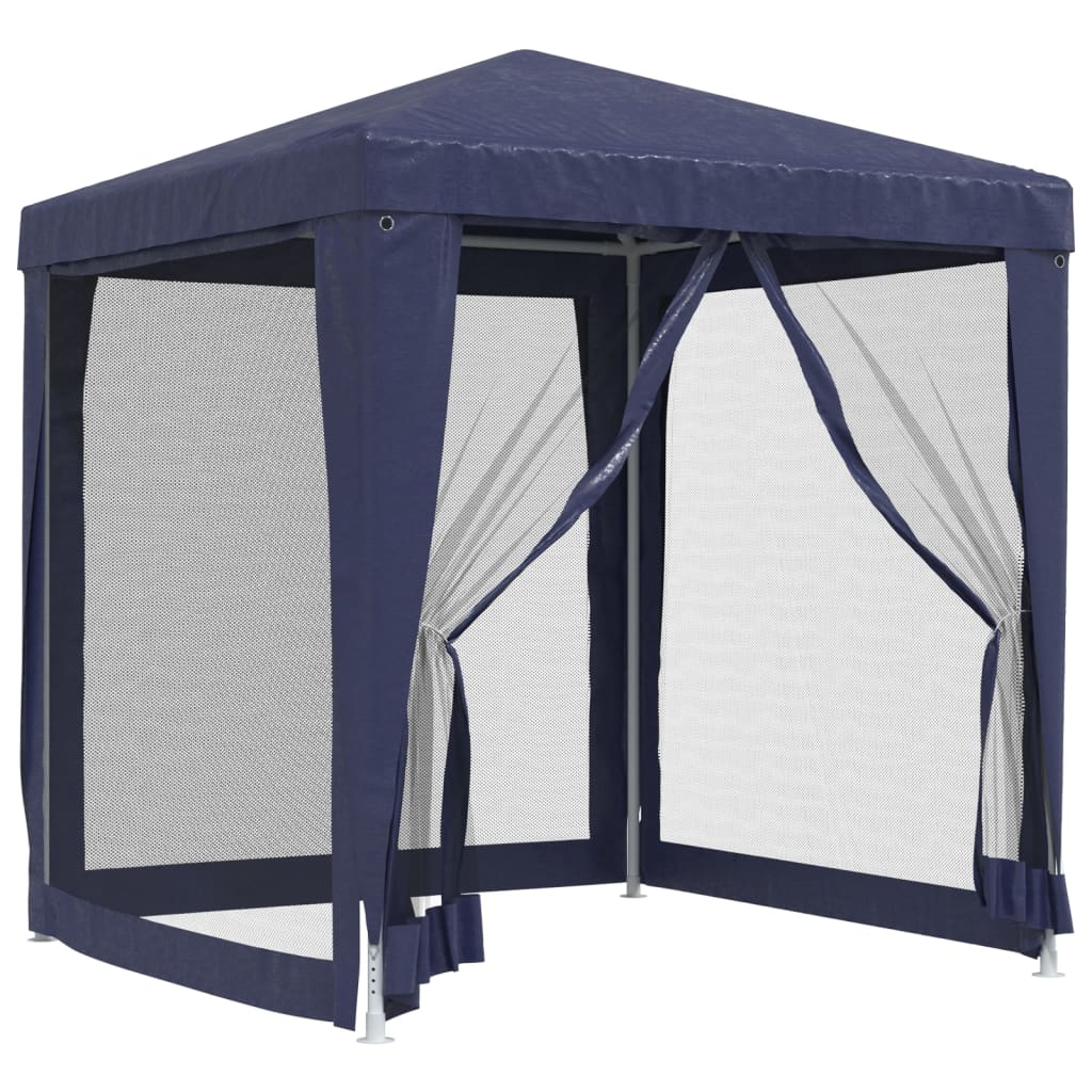 Vidaxl partytent met 4 mesh zijwanden 2x2 m hdpe blauw