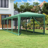 Vidaxl partytent met 10 mesh zijwanden 3x12 m hdpe groen