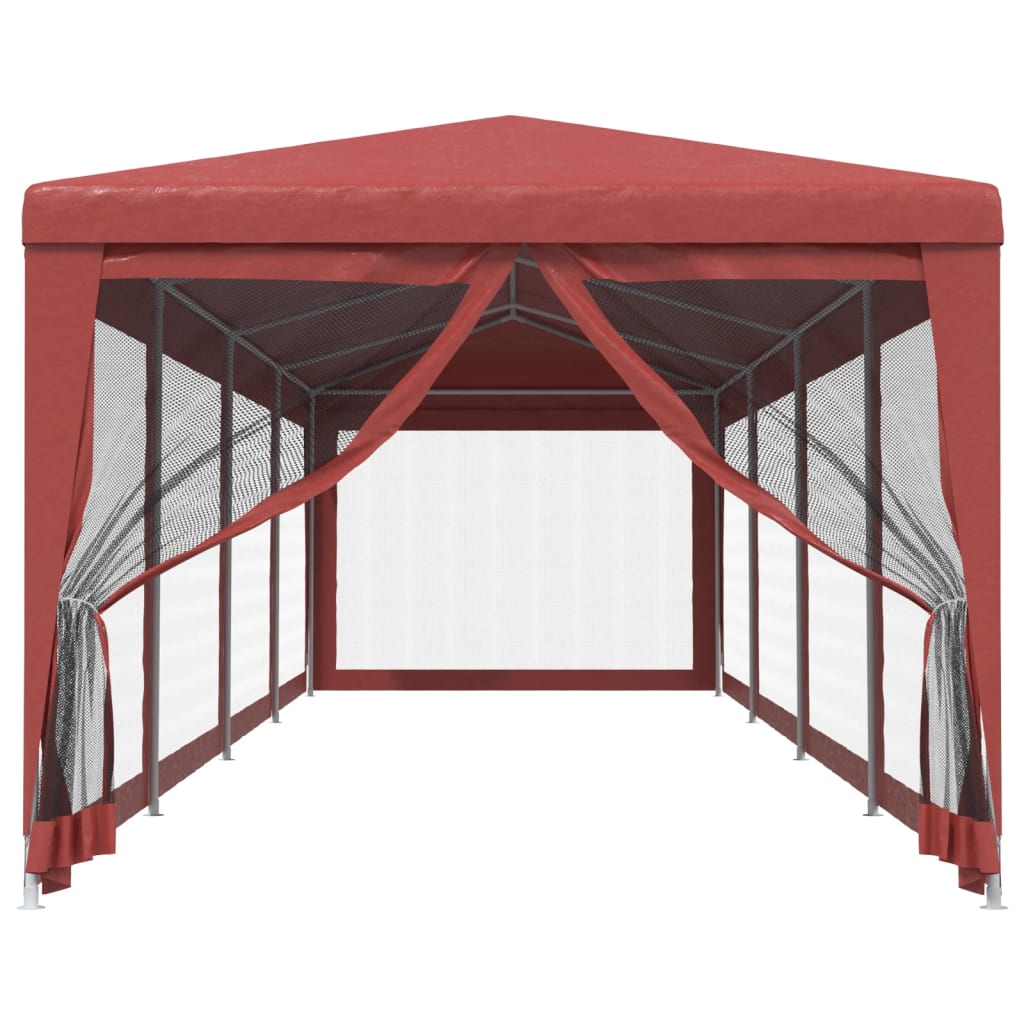 Vidaxl partytent met 10 mesh zijwanden 3x12 m hdpe rood