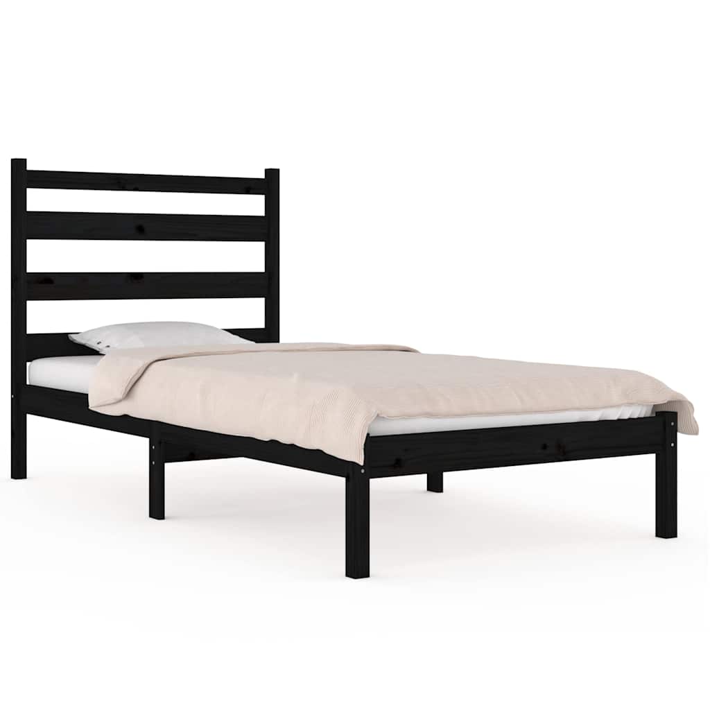 Vidaxl bedframe massief grenenhout zwart 75x190 cm