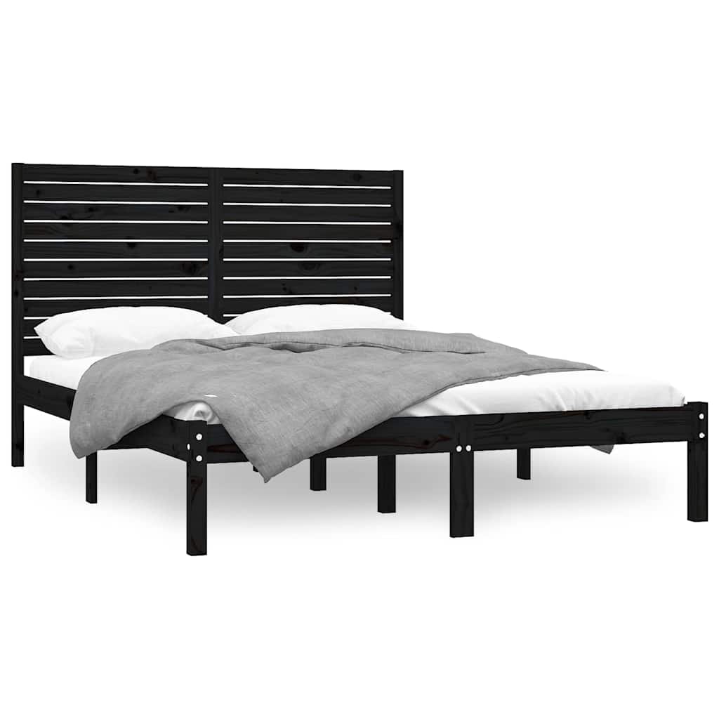 Vidaxl bedframe massief hout zwart 150x200 cm