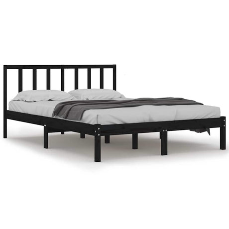 Vidaxl bedframe massief grenenhout zwart 150x200 cm